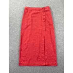 Melrose and Market Red Midi Skirt with Side Buttons